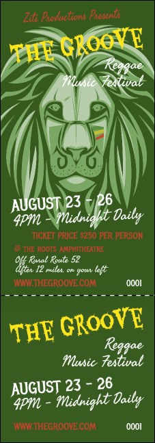 Reggae Lion Event Ticket Product Front