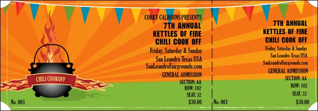 Chili Cookoff Reserved Event Ticket Product Front
