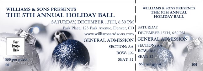 Christmas Ornament Blue Reserved Event Ticket
