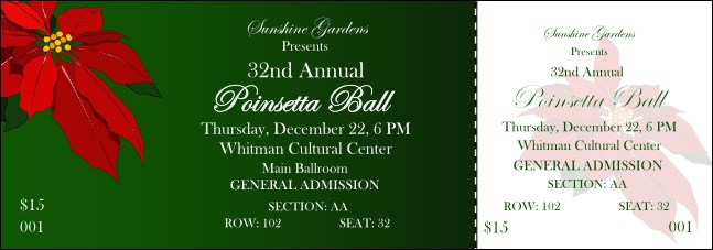 Christmas Poinsettia 002 Reserved Event Ticket Product Front