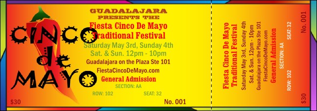 Cinco de Mayo 001 Reserved Event Ticket Product Front