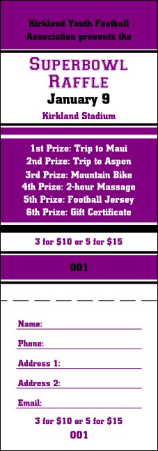 Sports Purple Black Raffle Ticket