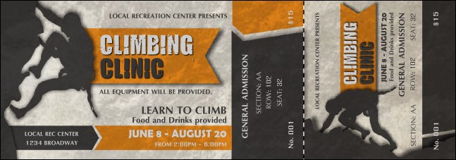 Climbing Reserved Event Ticket Product Front