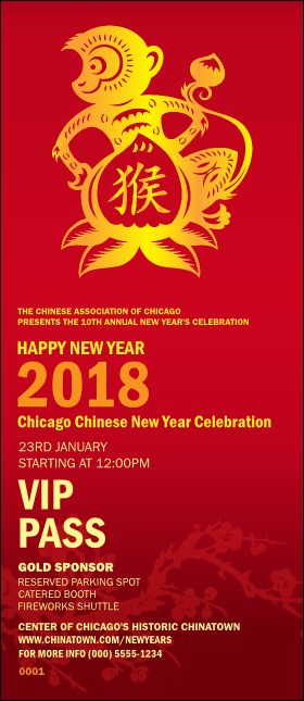 Chinese New Year Monkey VIP Pass Product Front