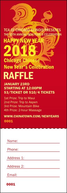 Chinese New Year Monkey Raffle Ticket Product Front