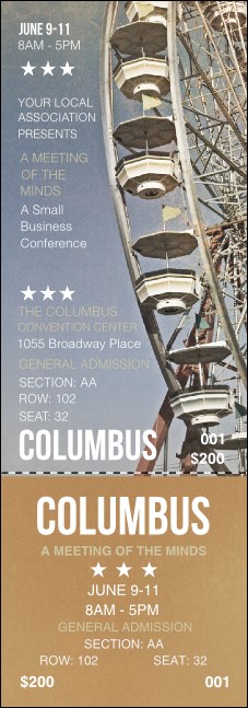 Columbus Reserved Event Ticket Product Front