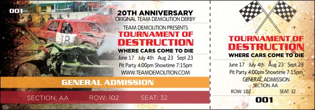 Crash Zone Reserved Event Ticket Product Front