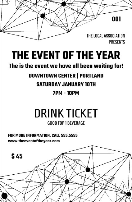 All Purpose Geometric Black and White Drink Ticket