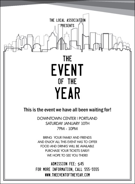 All Purpose Skyline Black and White Invitation Product Front