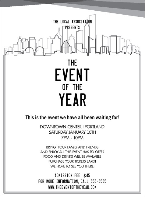 All Purpose Skyline Black and White Invitation