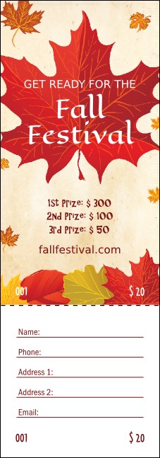 Fall Leaves Raffle Ticket Product Front