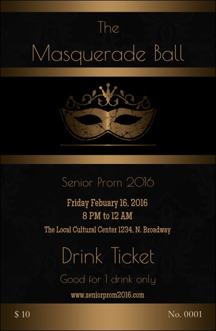 Masquerade Ball 3 Drink Ticket Product Front
