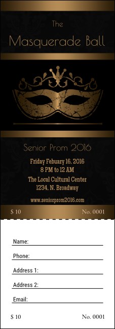 Masquerade Ball 3 Raffle Ticket Product Front