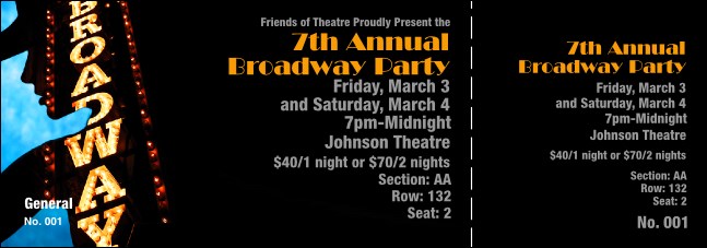 Broadway Reserved Event Ticket Product Front