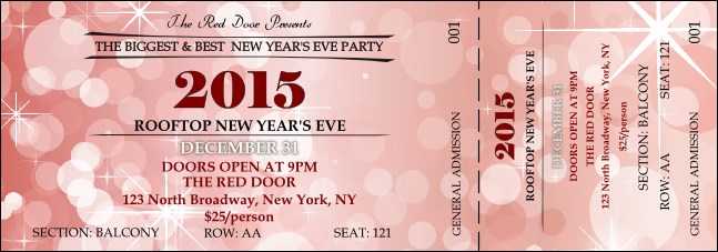 Red Glitter Reserved Event Ticket Product Front