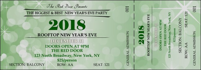 Green Glitter Reserved Event Ticket Product Front