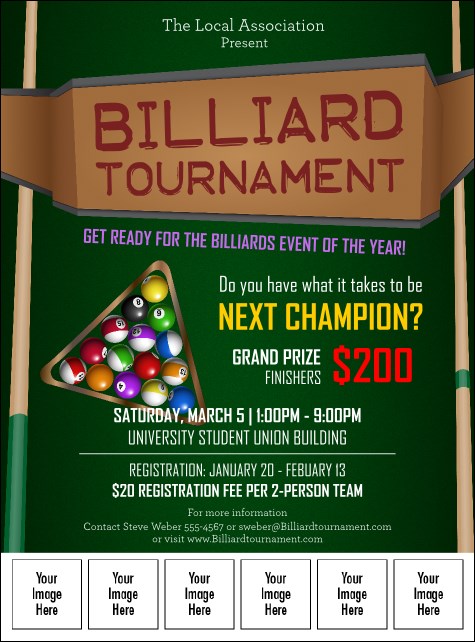 Billiard Tournament Image Flyer Product Front