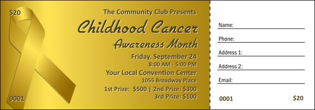 Childhood Cancer Awareness Month Raffle Ticket Product Front