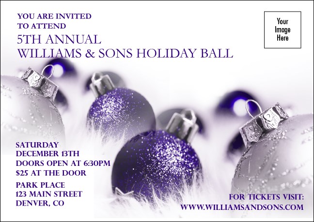 Christmas Ornament Purple Club Flyer Product Front