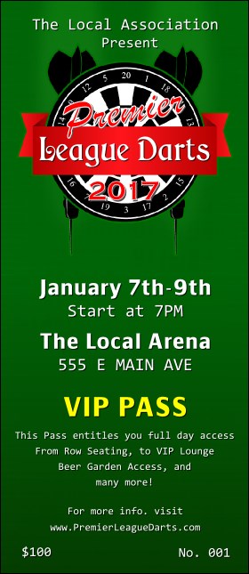 Premier League Darts 2017 VIP Pass