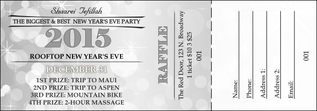 Silver Glitter Raffle Ticket