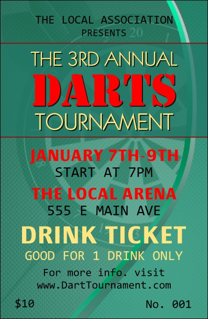 Dart Tournament Drink Ticket