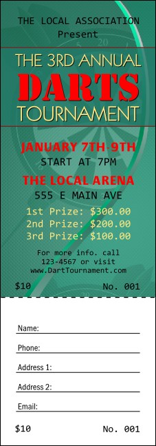 Dart Tournament Raffle Ticket