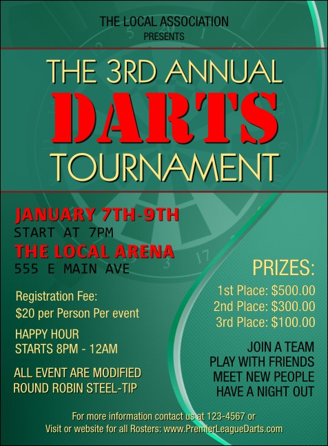 Dart Tournament Invitation Product Front