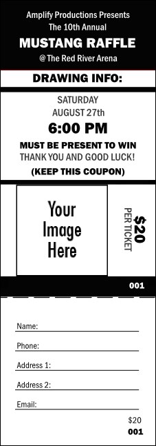 Your Image Raffle Ticket 0007 (black & white)