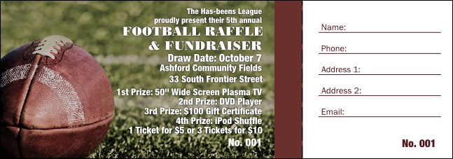Football Raffle Ticket 0007 Product Front