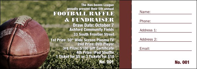 Football Boxe Raffle Football Raffle Ticket 0007