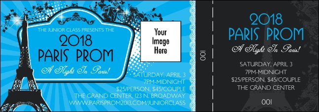 Paris Blue and Black Event Ticket Product Front