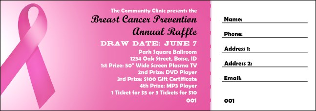 Pink Ribbon Raffle Ticket 0007