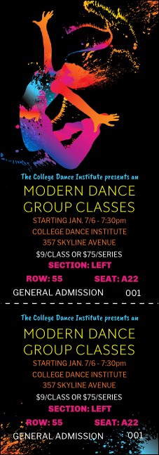 Modern Dance Reserved  Black  Event Ticket Product Front