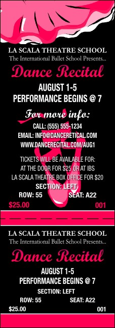 Dance Recital Reserved Event Ticket Product Front