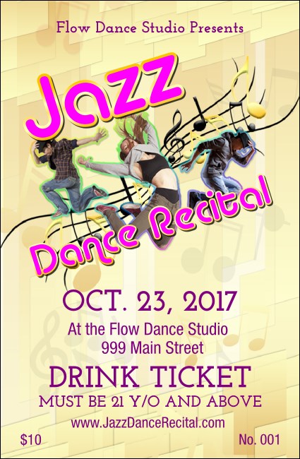 Jazz Dance Drink Ticket Product Front