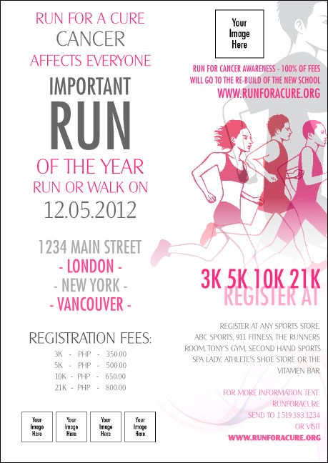 Run for a Cause Pink  Postcard Mailer Product Front