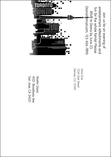 Toronto (Black & white) Postcard Mailer Product Back