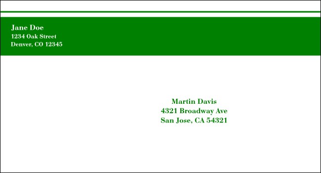 Green Stripe #6 1/2 Envelope Product Front