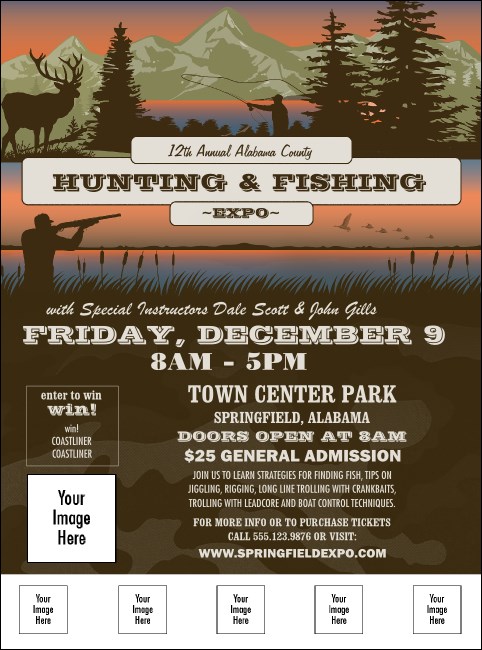Fishing and Hunting Expo Green Camo Flyer Product Front