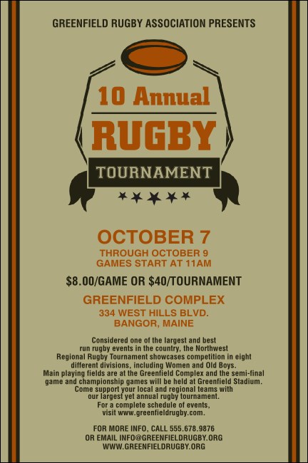 Rugby Tournament Poster Product Front