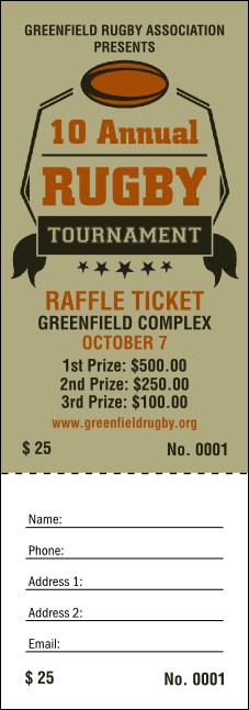 Rugby Tournament Raffle Ticket