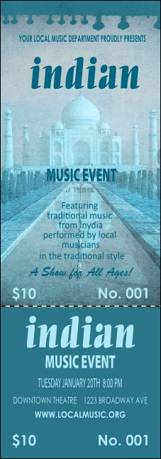 Indian Music Blue Event Ticket Product Front