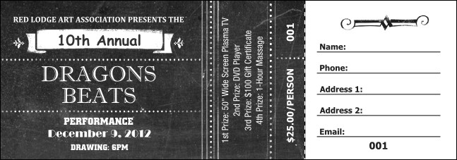 Retro Chalkboard Raffle Ticket Product Front