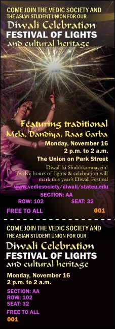 Diwali Festival Reserved Event Ticket Product Front