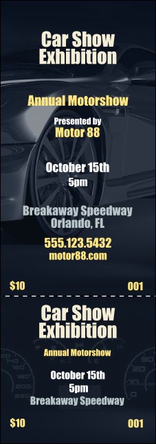 Car Show Speed Dial Event Ticket Product Front