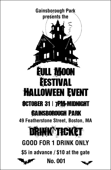 Haunted House  Drink Ticket Product Front