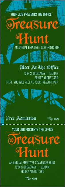 Pirate Ship Green & Blue Event Ticket Product Front