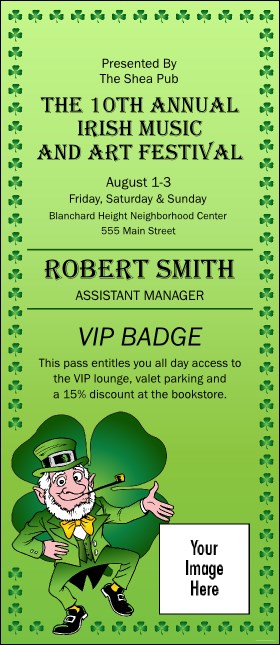 St. Patrick's Day  VIP Event Badge Large Product Front