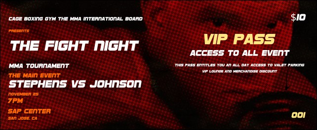 MMA The Fight Night VIP Pass Product Front